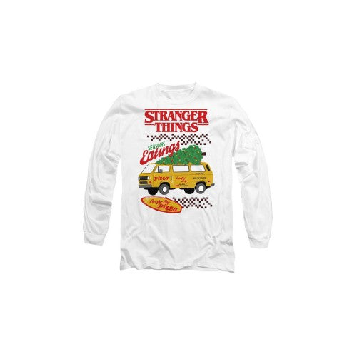 Front - Stranger Things Unisex Adult Seasons Eatings Pizza Van T-Shirt