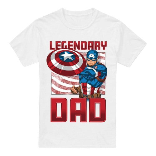 Front - Captain America Mens Legendary Dad T-Shirt