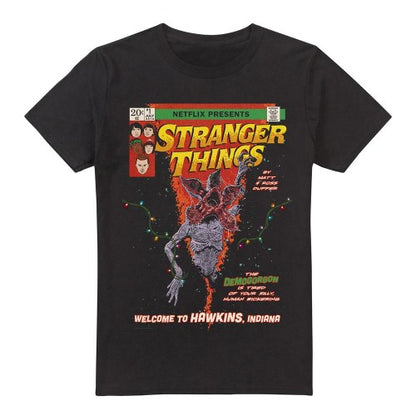 Front - Stranger Things Mens Welcome To Hawkins Comic T-Shirt