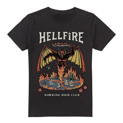 Front - Stranger Things Mens Hawkins High Hellfire Vintage T-Shirt