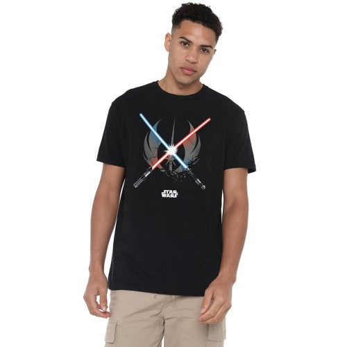 Front - Star Wars Mens Crossed Blades T-Shirt