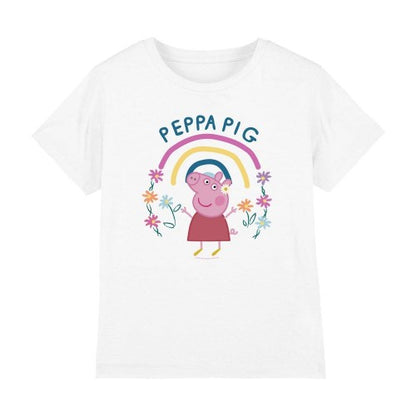 Front - Peppa Pig Childrens/Kids Floral Rainbow T-Shirt