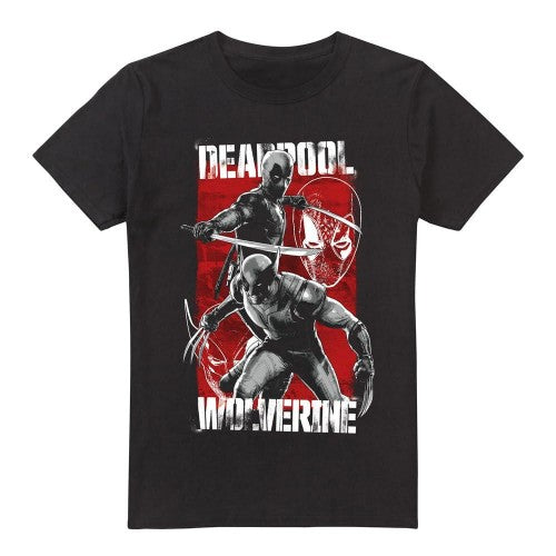 Front - Deadpool & Wolverine Mens Fight T-Shirt
