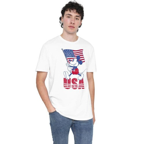 Front - Disney Mens USA Mickey Mouse T-Shirt