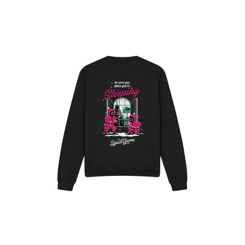 Front - Squid Game Unisex Adult He Sees You When You´re Sleeping Sweatshirt