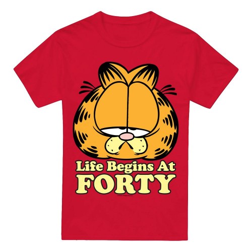 Front - Garfield Mens Life Begins At Forty T-Shirt