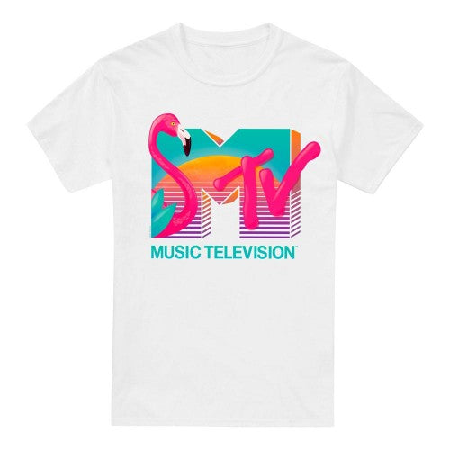 Front - MTV Mens Vibrant Flamingo Sunset T-Shirt