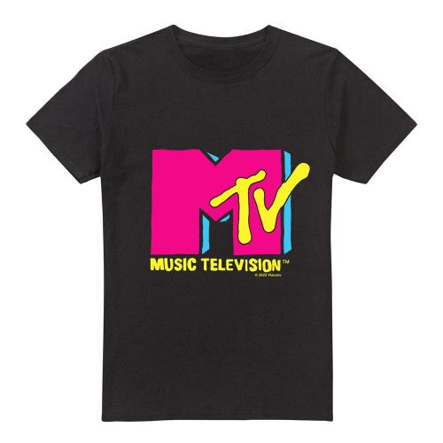 Front - MTV Mens Hot Pink Logo T-Shirt