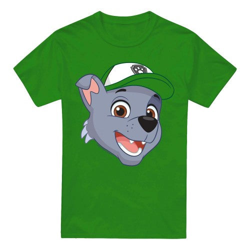 Front - Paw Patrol Mens Grin Rocky T-Shirt