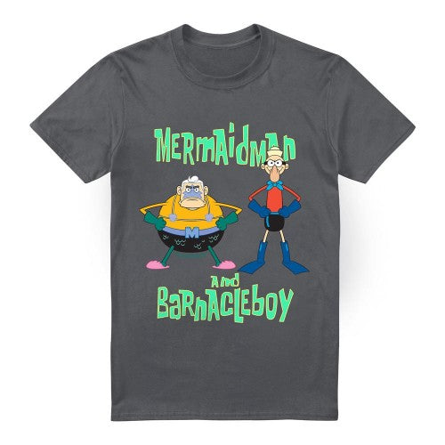 Front - SpongeBob SquarePants Mens Mermaid Man & Barnacle Boy T-Shirt