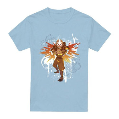 Front - Avatar: The Last Airbender Mens Aang Flower & Fish T-Shirt