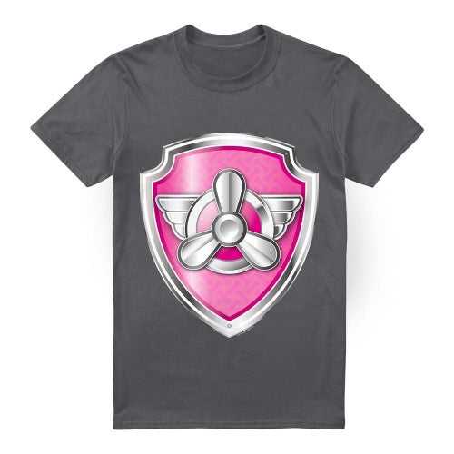 Front - Paw Patrol Mens Skye Badge T-Shirt