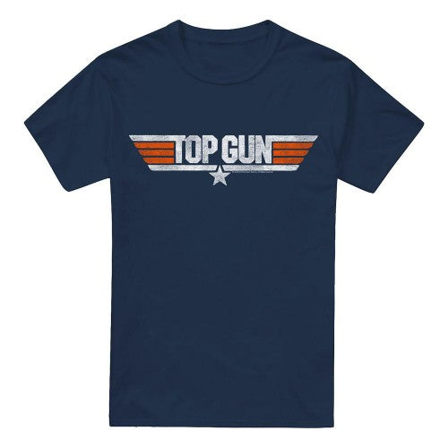 Front - Top Gun Mens Distressed Logo T-Shirt