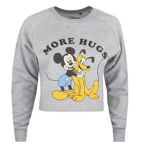 Disney Womens Ladies More Hugs Mickey Mouse Crop Sweatshirt