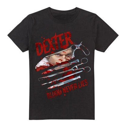 Front - Dexter Mens Blood Never Lies T-Shirt