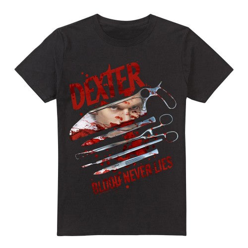 Front - Dexter Mens Blood Never Lies T-Shirt
