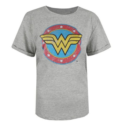 Front - Wonder Woman Womens/Ladies Classic Distressed Logo T-Shirt