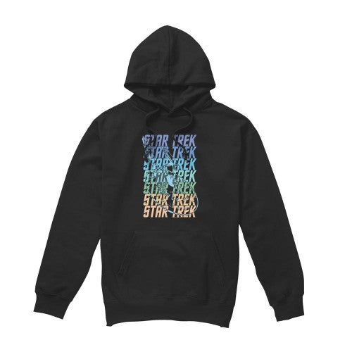 Front - Star Trek Mens Enterprise Multi Logo Hoodie