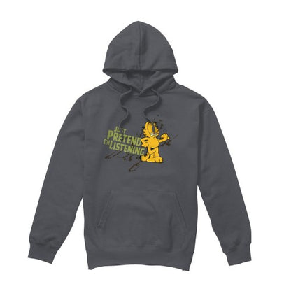 Front - Garfield Mens Just Pretend I´m Listening Hoodie