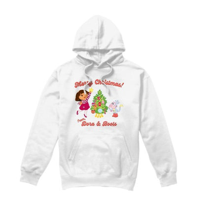 Front - Dora The Explorer Mens Happy Holidays Dora & Boots Hoodie