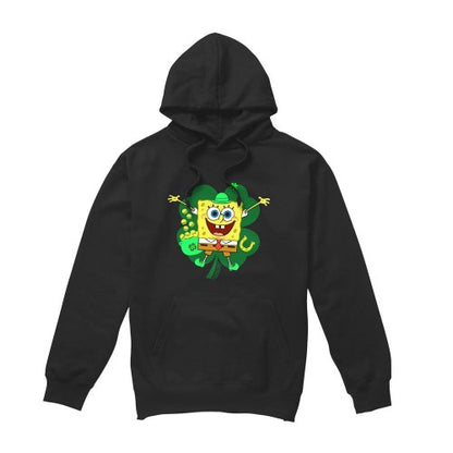 Front - SpongeBob SquarePants Mens Spongey Four Leaf Clover St Patricks Day Hoodie