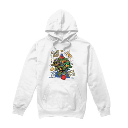 Front - Teenage Mutant Ninja Turtles: Mutant Mayhem Mens Silent Night Ninja Fight Christmas Hoodie
