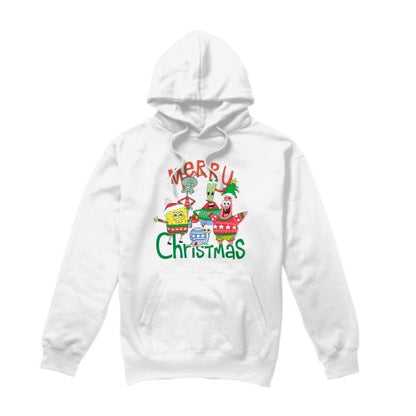Front - SpongeBob SquarePants Mens Merry Christmas Group Hoodie