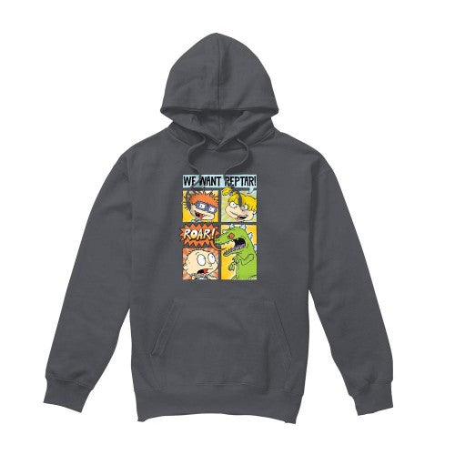 Front - Rugrats Mens We Want Reptar! Comic Hoodie