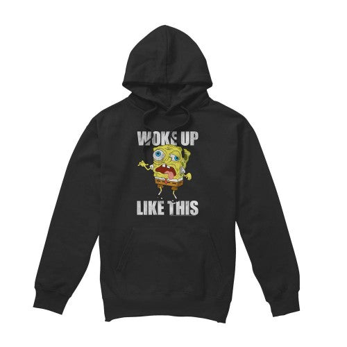 Front - SpongeBob SquarePants Mens Woke Up Like This Meme Hoodie