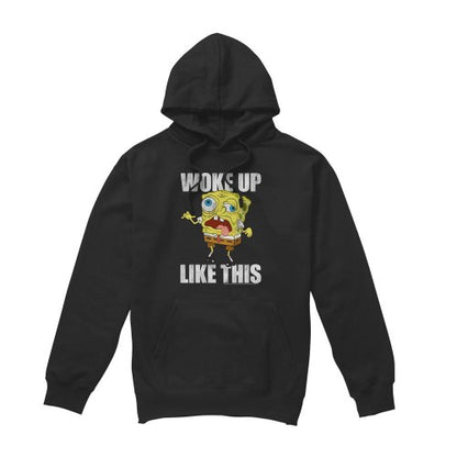 Front - SpongeBob SquarePants Mens Woke Up Like This Meme Hoodie