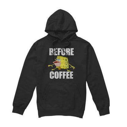 Front - SpongeBob SquarePants Mens Before Coffee Meme Hoodie