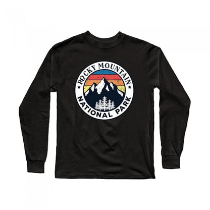 Front - National Parks Mens Rocky Mountain Long-Sleeved T-Shirt