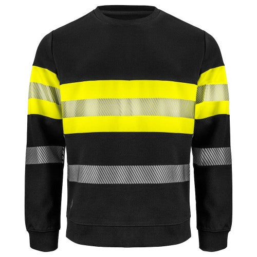 Front - Projob Mens Hi-Vis Work Sweatshirt