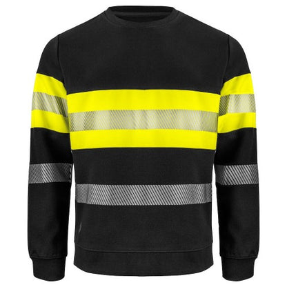 Front - Projob Mens Hi-Vis Work Sweatshirt