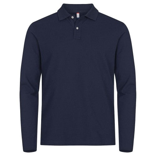 Front - Clique Mens Premium Stretch Long-Sleeved Polo Shirt