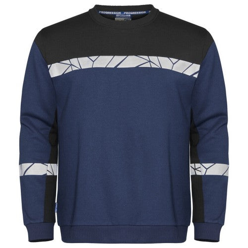Front - Projob Mens Progression Hi-Vis Sweatshirt