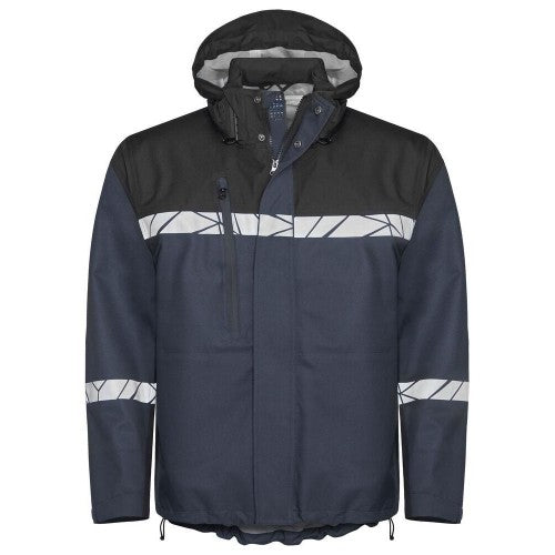 Front - Projob Mens Progression Hi-Vis Soft Shell Jacket