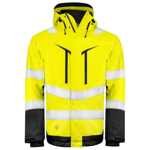 Front - Projob Mens Hi-Vis Padded Jacket