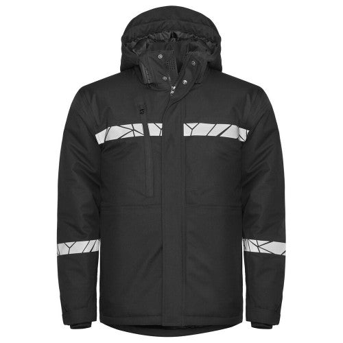 Front - Projob Mens Progression High-Vis Padded Soft Shell Jacket