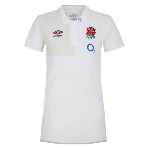 Front - Umbro Womens/Ladies 23/24 England Rugby CVC Polo Shirt