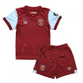 Front - Umbro Childrens/Kids 23/24 West Ham United FC Home Kit Set
