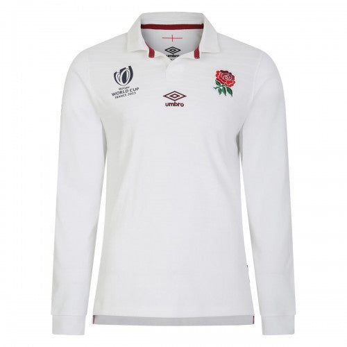 Front - Umbro Childrens/Kids World Cup 23/24 England Rugby Long-Sleeved Home Jersey