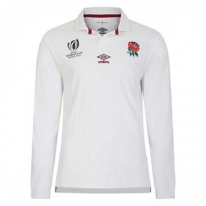 Front - Umbro Childrens/Kids World Cup 23/24 England Rugby Long-Sleeved Home Jersey