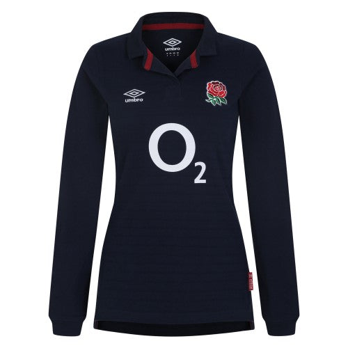 Front - Umbro Womens/Ladies 23/24 England Rugby Long-Sleeved Alternative Jersey