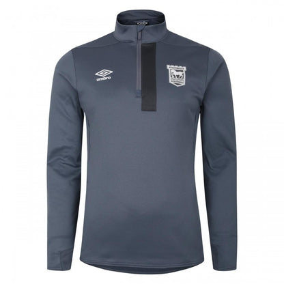 Front - Umbro Mens 23/24 Ipswich Town FC Half Zip Fleece Jacket