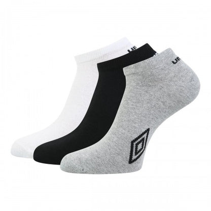 Front - Umbro Unisex Adult Logo Trainer Socks (Pack of 3)