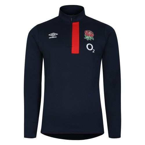 Front - Umbro Mens 23/24 England Rugby Half Zip Fleece Top