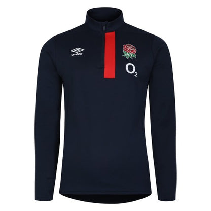 Front - Umbro Mens 23/24 England Rugby Half Zip Fleece Top