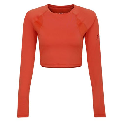 Front - Umbro Womens/Ladies Pro Training Long-Sleeved Crop Top