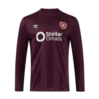 Front - Umbro 24/25 Heart Of Midlothian FC Long-Sleeved Home Jersey